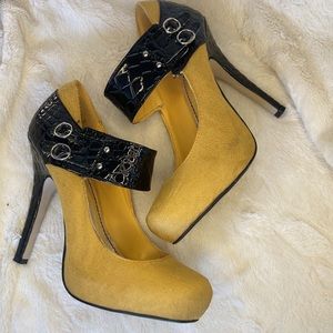 Bertinni Yellow Mustard Pumps Stilettos Heels (Size 7.5)